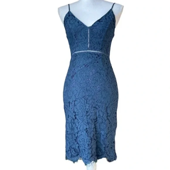 ASTR The Label Lattice Inset Lace spaghetti strap boho party event dress - Picture 8 of 16